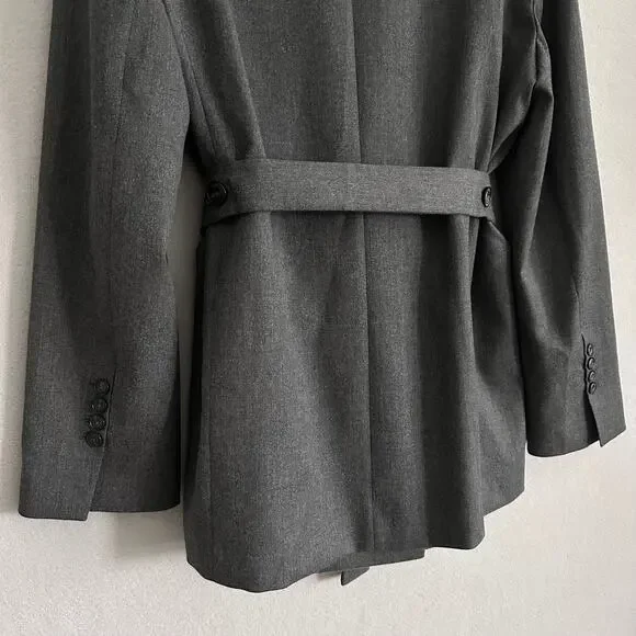Pinko Emeline Belted Wool Blend Blazer Gray Italy Size 12 US / 48 IT - Picture 4 of 15